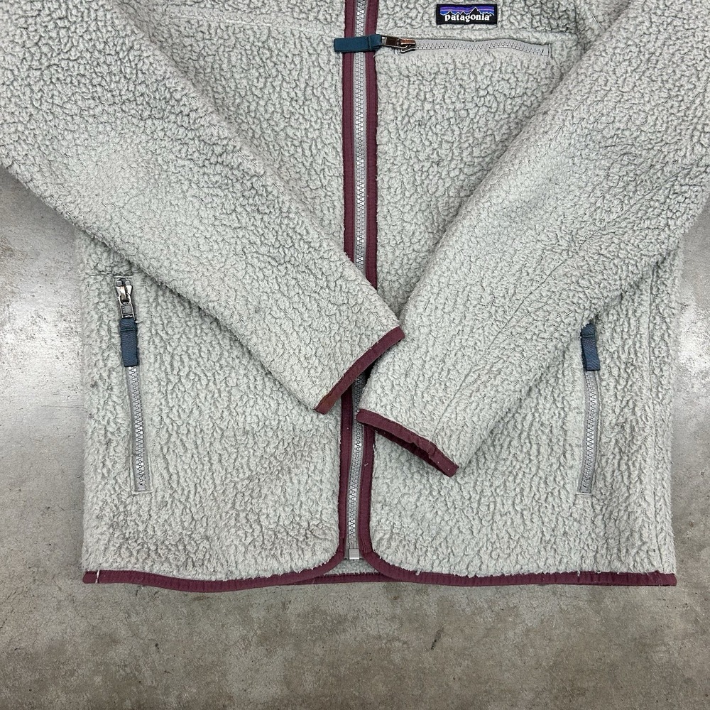 Patagonia Retro Pile‎ Fleece Hoodie Grey Full Zip Womens Small - Picture 3 of 11